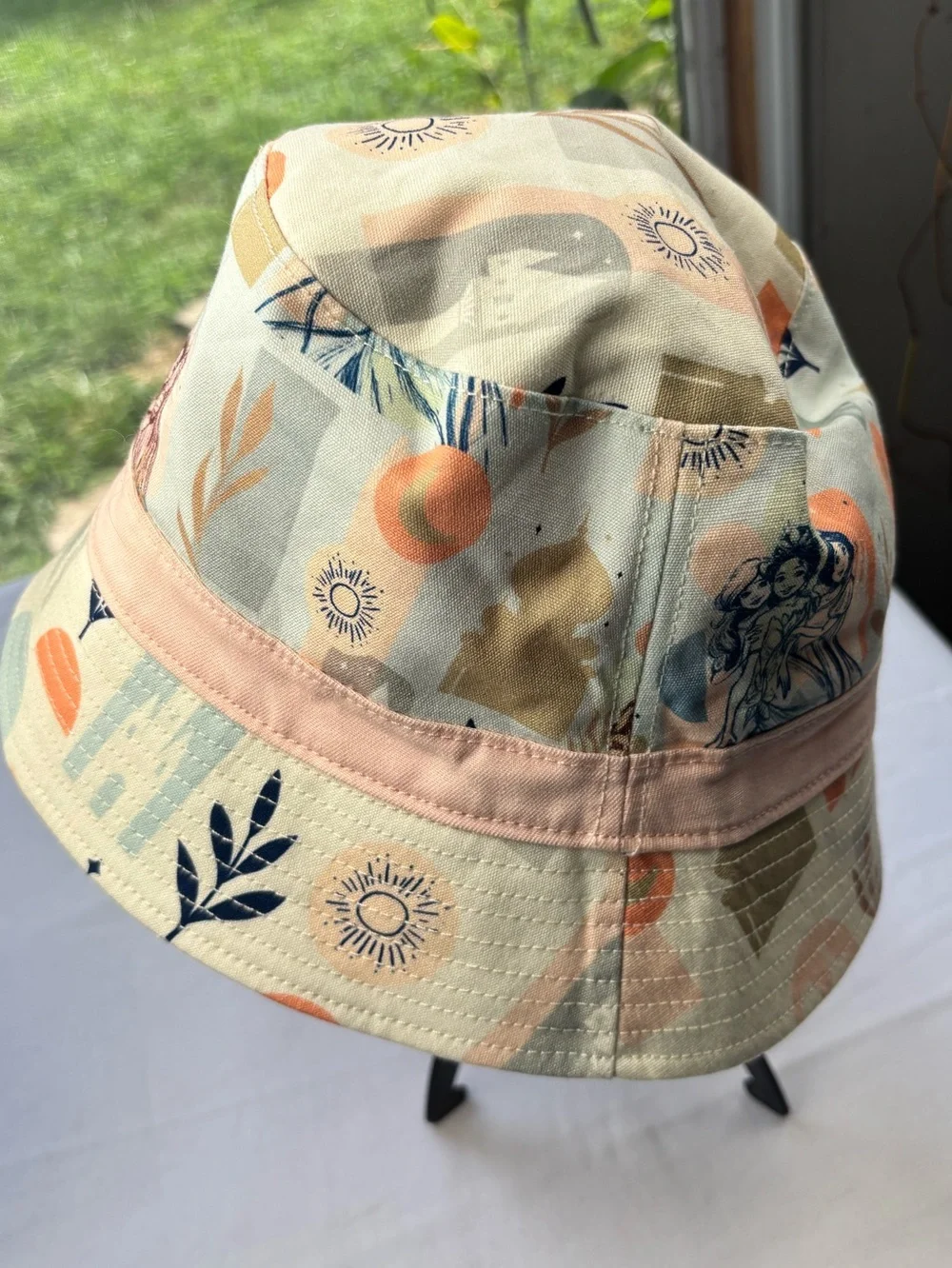 Disney Princesses Disney Parks Pink Orange and Beige Patterned Bucket Hat